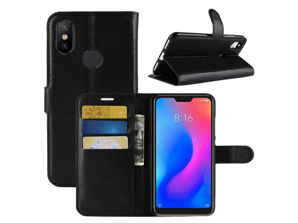 Lederhülle Portemonnaie Karten Ledertasche für Xiaomi Mi A2 Lite in schwarz von Screenguard