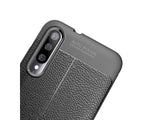 Soft TPU Case mit Design aus feinem veganen Leder für Xiaomi Mi A3 stabil mit erhöhten Rändern und Kanten in schwarz von Screenguard