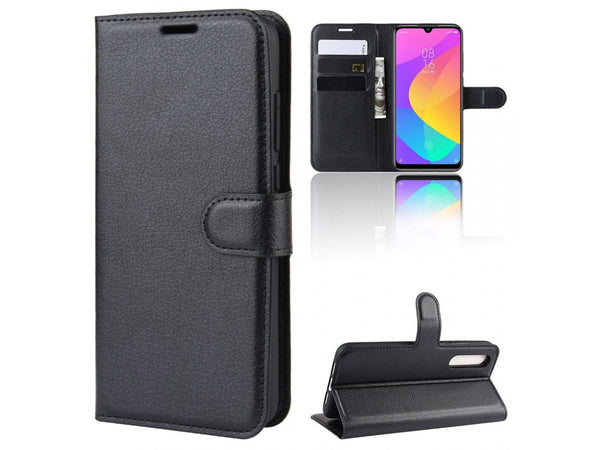 Lederhülle Portemonnaie Karten Ledertasche für Xiaomi Mi A3 in schwarz von Screenguard