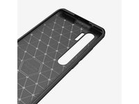 Flexible Handy Schutzhülle mit gebürster Carbon Textur auf der Rückseite für zum Schutz des Xiaomi Mi Note 10  Display und Gehäuse Case in schwarz von Screenguard