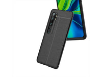 Soft TPU Case mit Design aus feinem veganen Leder für Xiaomi Mi Note 10 stabil mit erhöhten Rändern und Kanten in schwarz von Screenguard