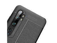 Soft TPU Case mit Design aus feinem veganen Leder für Xiaomi Mi Note 10 stabil mit erhöhten Rändern und Kanten in schwarz von Screenguard