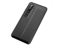 Soft TPU Case mit Design aus feinem veganen Leder für Xiaomi Mi Note 10 stabil mit erhöhten Rändern und Kanten in schwarz von Screenguard