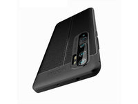 Soft TPU Case mit Design aus feinem veganen Leder für Xiaomi Mi Note 10 stabil mit erhöhten Rändern und Kanten in schwarz von Screenguard