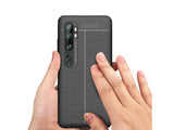 Soft TPU Case mit Design aus feinem veganen Leder für Xiaomi Mi Note 10 stabil mit erhöhten Rändern und Kanten in schwarz von Screenguard