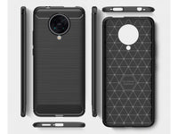 Flexible Handy Schutzhülle mit gebürster Carbon Textur auf der Rückseite für zum Schutz des Xiaomi Poco F2 Pro  Display und Gehäuse Case in schwarz von Screenguard