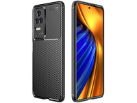 Hochwertig stabile Soft TPU Smartphone Handy Hülle im Carbon Design für Xiaomi Poco F4 zum Schutz des Display und Gehäuse Cover in schwarz von Screenguard