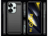 Flexible Handy Schutzhülle mit gebürster Carbon Textur auf der Rückseite für zum Schutz des Xiaomi Poco F6  Display und Gehäuse Case in schwarz von Screenguard