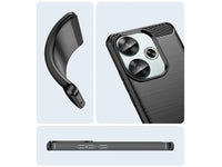 Flexible Handy Schutzhülle mit gebürster Carbon Textur auf der Rückseite für zum Schutz des Xiaomi Poco F6  Display und Gehäuse Case in schwarz von Screenguard