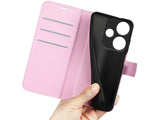 Lederhülle Karten Wallet Ledertasche Etui für Xiaomi Poco F6 in rosa von Screenguard