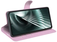 Lederhülle Karten Wallet Ledertasche Etui für Xiaomi Poco F6 in rosa von Screenguard