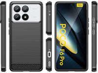 Flexible Handy Schutzhülle mit gebürster Carbon Textur auf der Rückseite für zum Schutz des Xiaomi Poco F6 Pro  Display und Gehäuse Case in schwarz von Screenguard