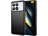 Flexible Handy Schutzhülle mit gebürster Carbon Textur auf der Rückseite für zum Schutz des Xiaomi Poco F6 Pro  Display und Gehäuse Case in schwarz von Screenguard