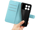 Lederhülle Karten Wallet Ledertasche Etui für Xiaomi Poco F6 Pro in hellblau von Screenguard