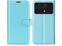 Lederhülle Karten Wallet Ledertasche Etui für Xiaomi Poco F6 Pro in hellblau von Screenguard