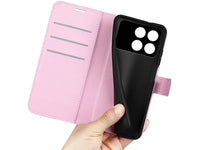 Lederhülle Karten Wallet Ledertasche Etui für Xiaomi Poco F6 Pro in rosa von Screenguard