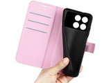 Lederhülle Karten Wallet Ledertasche Etui für Xiaomi Poco F6 Pro in rosa von Screenguard