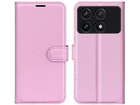 Lederhülle Karten Wallet Ledertasche Etui für Xiaomi Poco F6 Pro in rosa von Screenguard