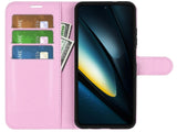 Lederhülle Portemonnaie Karten Ledertasche für Xiaomi Poco F6 Pro in rosa von Screenguard