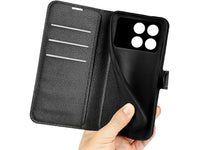 Lederhülle Karten Wallet Ledertasche Etui für Xiaomi Poco F6 Pro in schwarz von Screenguard