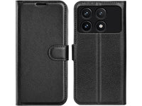 Lederhülle Karten Wallet Ledertasche Etui für Xiaomi Poco F6 Pro in schwarz von Screenguard