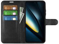 Lederhülle Portemonnaie Karten Ledertasche für Xiaomi Poco F6 Pro in schwarz von Screenguard