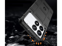 Widerstandsfähige, stabile Outdoor Sport Hülle für das Xiaomi Poco F6 Pro für Handwerker, Baustelle, Business, äusserst stabil mit erhöhten Rändern und Kanten in schwarz von Screenguard