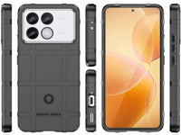 Widerstandsfähige, stabile Outdoor Sport Hülle für das Xiaomi Poco F6 Pro für Handwerker, Baustelle, Business, äusserst stabil mit erhöhten Rändern und Kanten in schwarz von Screenguard