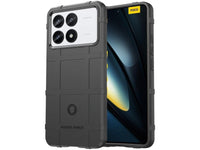 Widerstandsfähige, stabile Outdoor Sport Hülle für das Xiaomi Poco F6 Pro für Handwerker, Baustelle, Business, äusserst stabil mit erhöhten Rändern und Kanten in schwarz von Screenguard