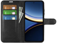 Lederhülle Portemonnaie Karten Ledertasche für Xiaomi Poco F7 Pro in schwarz von Screenguard