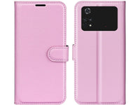 Lederhülle Karten Wallet Ledertasche Etui für Xiaomi Poco M4 Pro 4G in rosa von Screenguard