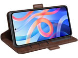 Veganes Flip Case Leder Etui Hülle mit Karten Fächer und Sichtfenster für Xiaomi Poco M4 Pro 5G in mokka von Screenguard