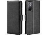 Veganes Flip Case Leder Etui Hülle mit Karten Fächer und Sichtfenster für Xiaomi Poco M4 Pro 5G in schwarz von Screenguard