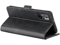 Veganes Flip Case Leder Etui Hülle mit Karten Fächer und Sichtfenster für Xiaomi Poco M4 Pro 5G in schwarz von Screenguard