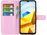 Lederhülle Karten Wallet Ledertasche Etui für Xiaomi Poco M5 in rosa von Screenguard