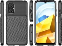 Moderne Design Hülle Cover für das Xiaomi Poco M5 mit Stripes zum Schutz von Kratzern, Dellen, Display aus TPU Gummi in schwarz von Screenguard