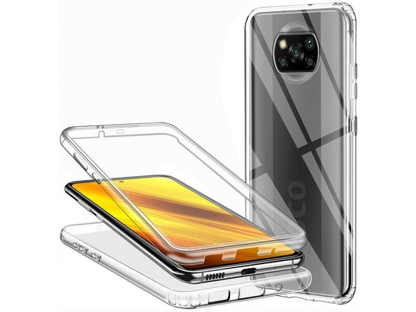 Vollständige 360 Grad Rundum Gummi TPU Hülle zum beidseitigen Schutz des Xiaomi Poco X3 Display und Gehäuse in transparent von Screenguard