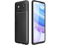 Hochwertig stabile Soft TPU Smartphone Handy Hülle im Carbon Design für Xiaomi Poco X3 Pro zum Schutz des Display und Gehäuse Cover in schwarz von Screenguard