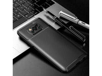 Hochwertig stabile Soft TPU Smartphone Handy Hülle im Carbon Design für Xiaomi Poco X3 Pro zum Schutz des Display und Gehäuse Cover in schwarz von Screenguard
