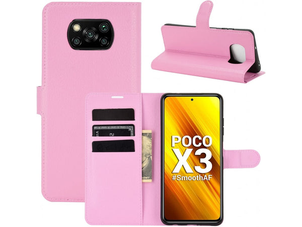 Lederhülle Portemonnaie Karten Ledertasche für Xiaomi Poco X3 Pro in rosa von Screenguard
