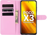 Lederhülle Karten Wallet Ledertasche Etui für Xiaomi Poco X3 Pro in rosa von Screenguard