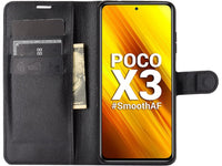 Lederhülle Karten Wallet Ledertasche Etui für Xiaomi Poco X3 Pro in schwarz von Screenguard