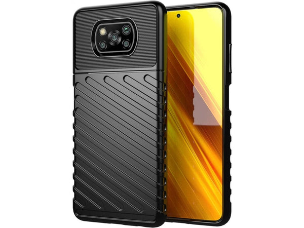 Moderne Design Hülle Cover für das Xiaomi Poco X3 Pro mit Stripes zum Schutz von Kratzern, Dellen, Display aus TPU Gummi in schwarz von Screenguard