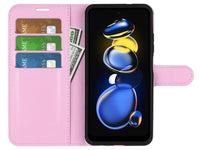 Lederhülle Portemonnaie Karten Ledertasche für Xiaomi Poco X4 GT in rosa von Screenguard