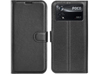 Lederhülle Karten Wallet Ledertasche Etui für Xiaomi Poco X4 Pro 5G in schwarz von Screenguard