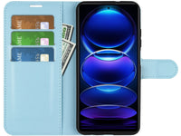 Lederhülle Karten Wallet Ledertasche Etui für Xiaomi Poco X5 5G in hellblau von Screenguard