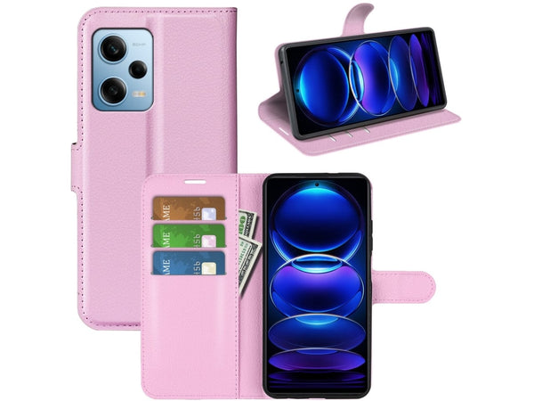 Lederhülle Portemonnaie Karten Ledertasche für Xiaomi Poco X5 5G in rosa von Screenguard