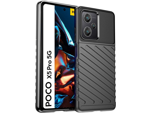 Moderne Design Hülle Cover für das Xiaomi Poco X5 Pro 5G mit Stripes zum Schutz von Kratzern, Dellen, Display aus TPU Gummi in schwarz von Screenguard