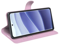 Lederhülle Karten Wallet Ledertasche Etui für Xiaomi Poco X7 in rosa von Screenguard
