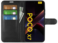 Lederhülle Portemonnaie Karten Ledertasche für Xiaomi Poco X7 in schwarz von Screenguard